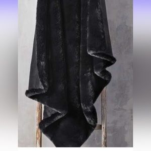 Arhaus Black Faux Fur Rabbit Throw NEW